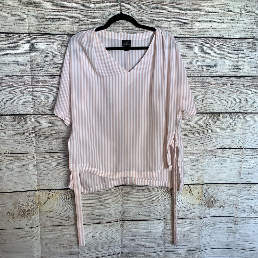 Worthington Pink and White Striped Summer Blouse